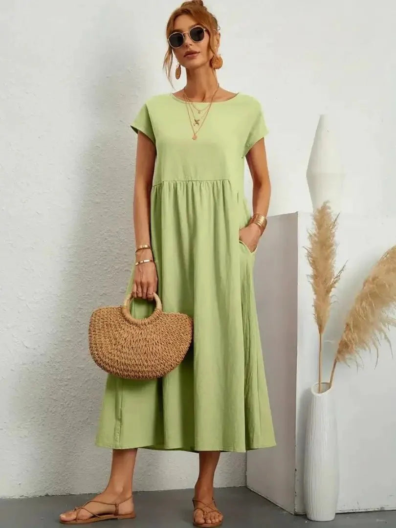 Relaxed Midi Dress with Pockets