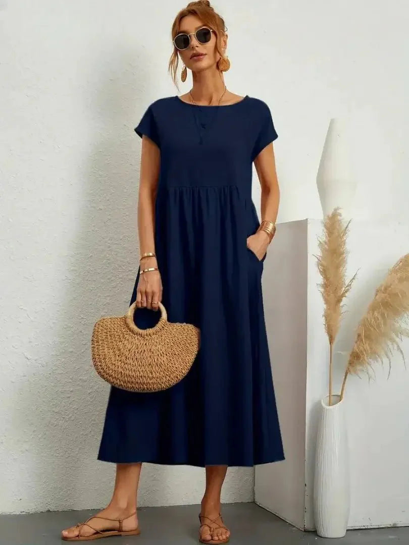 Relaxed Midi Dress with Pockets