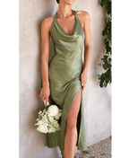 Noir Allure | Satin Halter Slip Dress