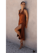 Noir Allure | Satin Halter Slip Dress