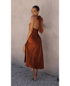 Noir Allure | Satin Halter Slip Dress