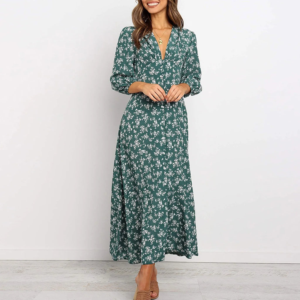 V-neck Floral Dress