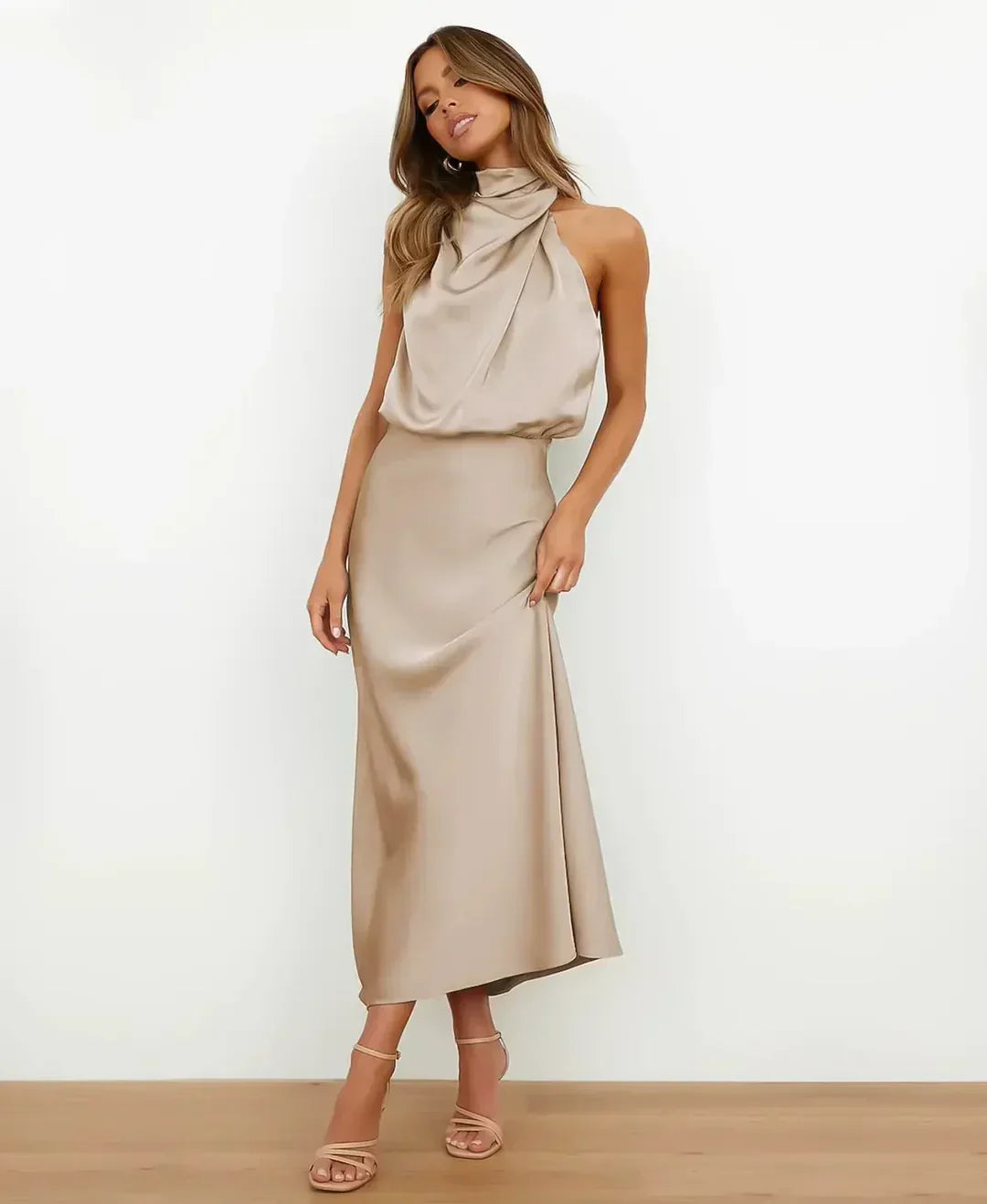 Solène High Waist Midi Dress