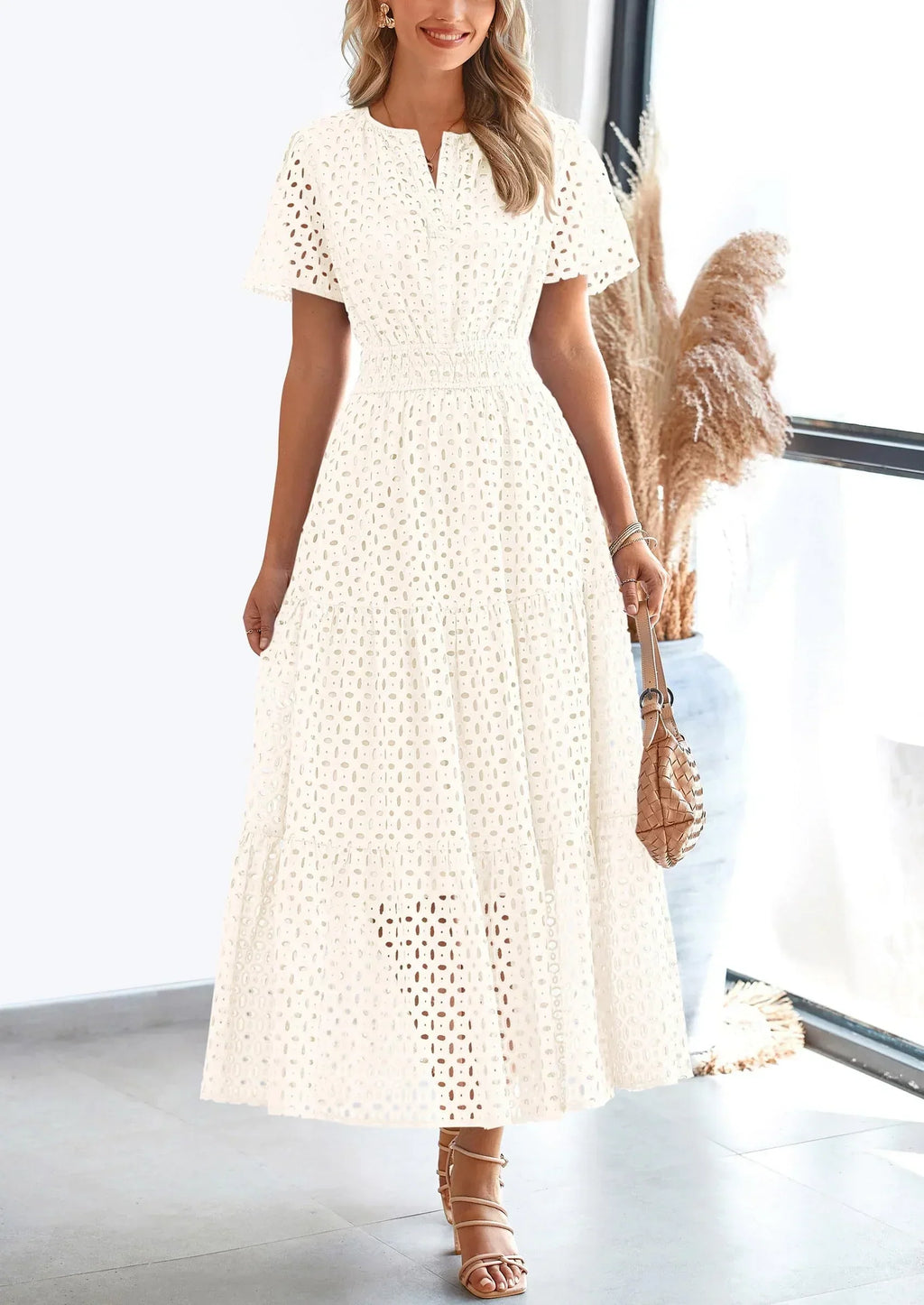 Lina Eyelet Elegance Summer Dress