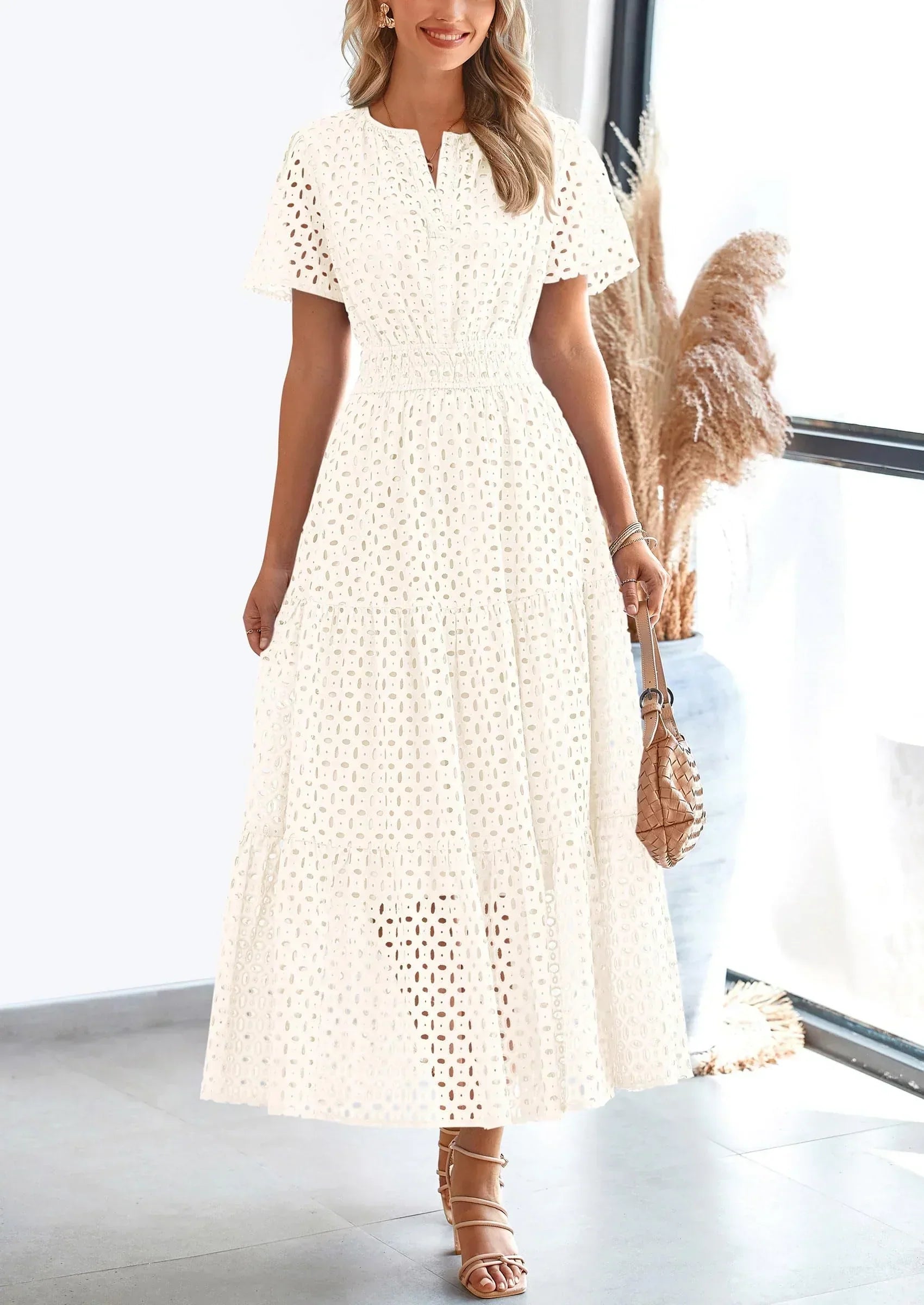 Lina Eyelet Elegance Summer Dress
