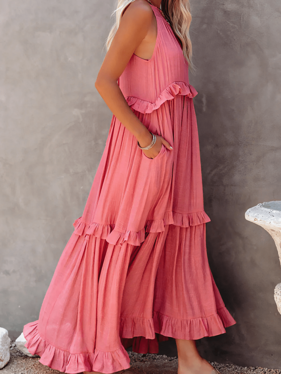 Elegant Ruffled Long Dress