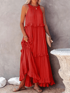 Elegant Ruffled Long Dress